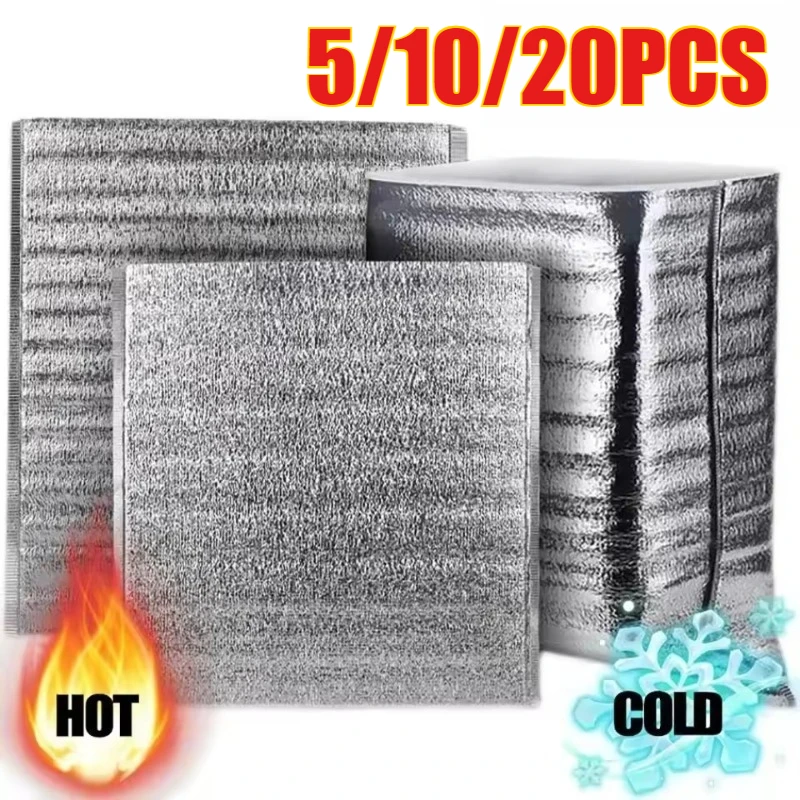 Aluminum Foil Cooler Bag Portable Food Thermal Packing Bag Insulation Folding Picnic Disposable Lunch Bento Packaging Tool