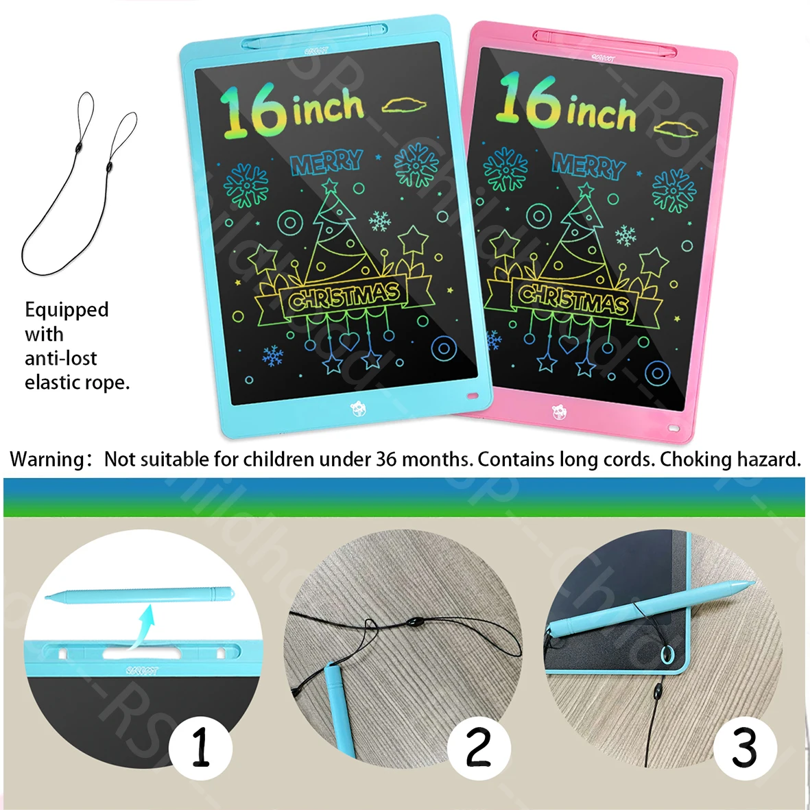 16 Inch LCD Writing Tablet Large Electronic Color Drawing Board Erasable Screen Perfect Educational Toys Birthday Christmas Gift thumbnail 3