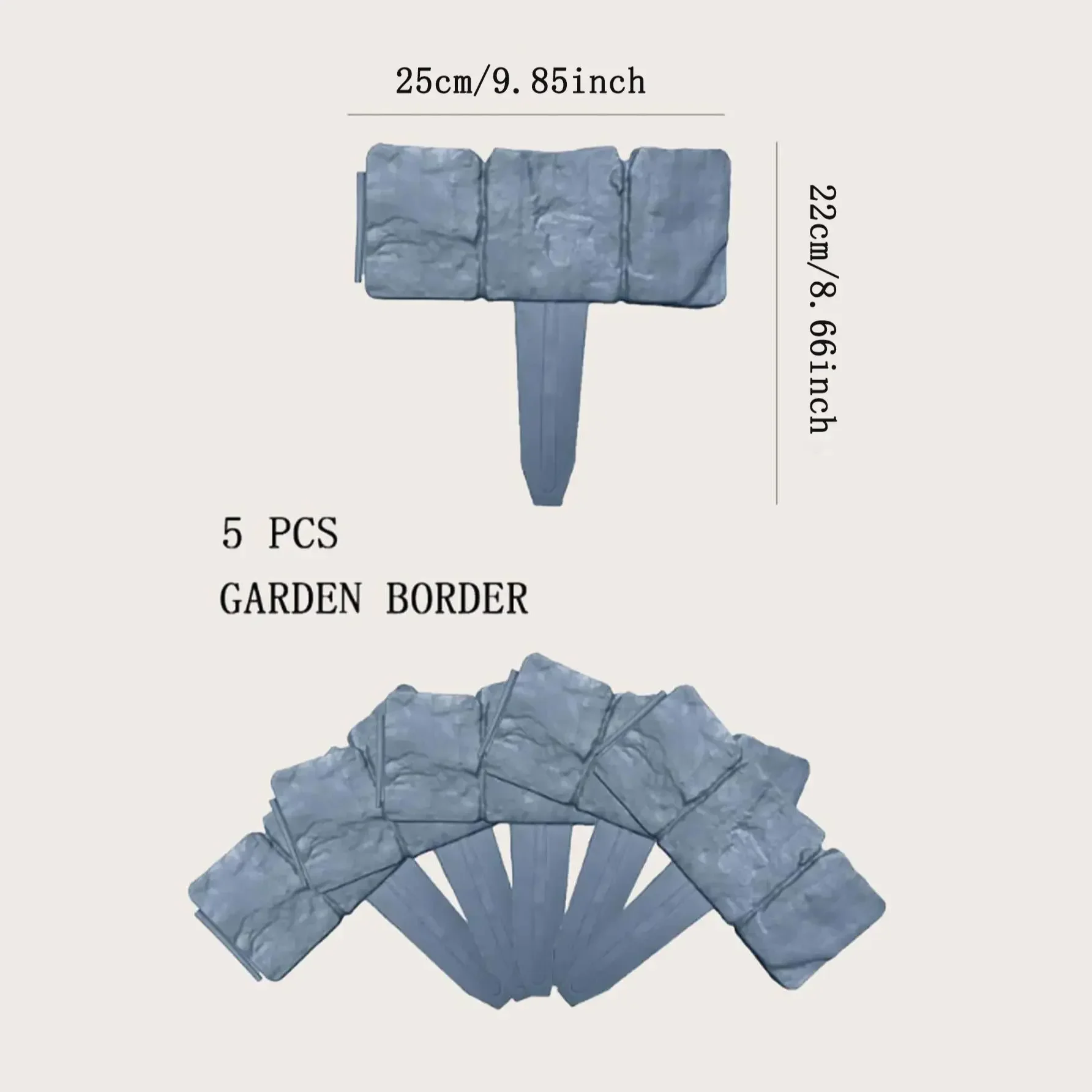 5-10pcs Garden Fence Imitation Stone Plant Support Stake Outdoor Edging Decorative Border DIY Lawn Yard Landscape Plant Fence thumbnail 5