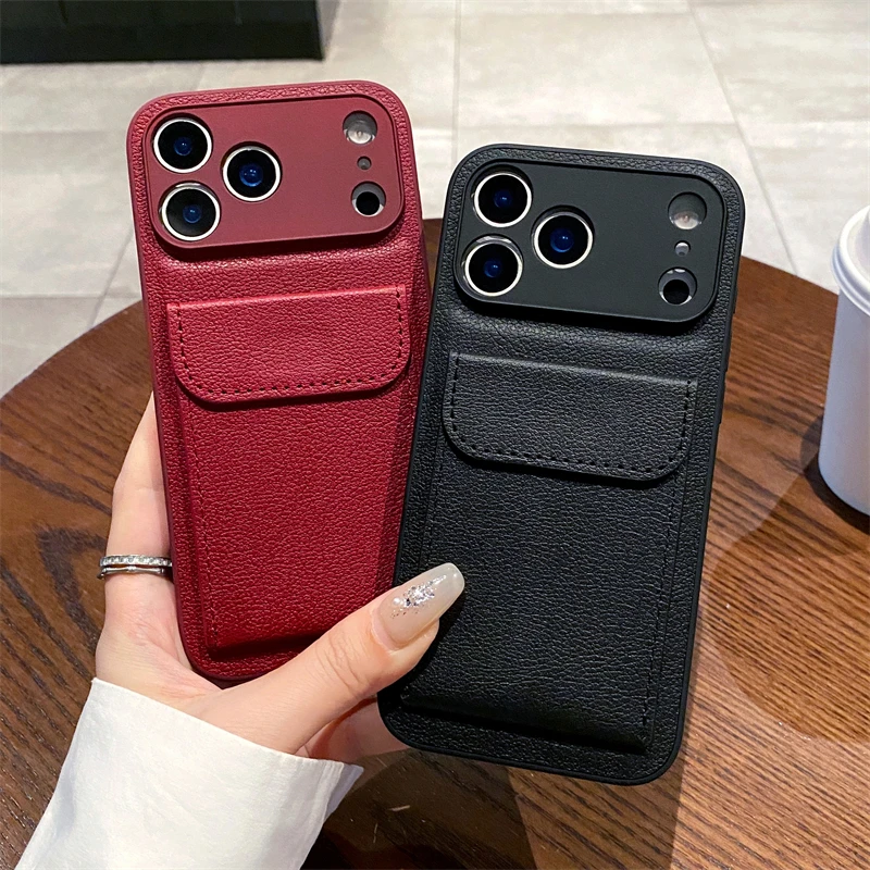 Card Slot Pocket Holder Wallet Case for iPhone 17 Air 16 E 15 14 12 13 Mini 11 Pro Max X XS XR 7 8 Plus Shockproof Leather Cover thumbnail 3