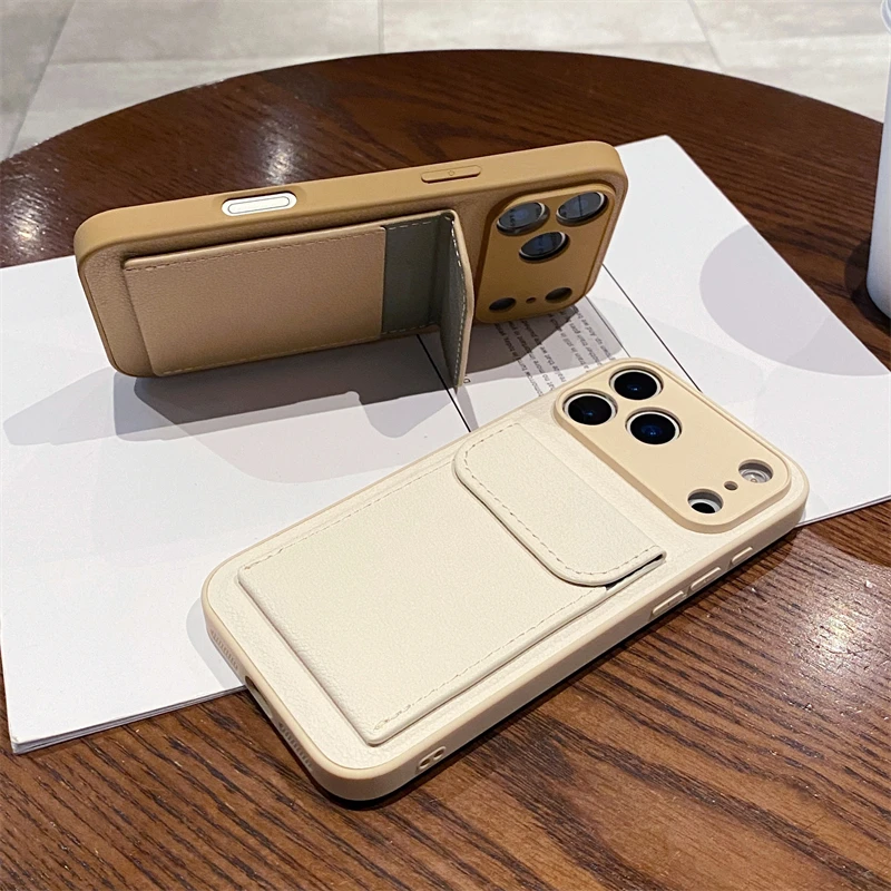 Card Slot Pocket Holder Wallet Case for iPhone 17 Air 16 E 15 14 12 13 Mini 11 Pro Max X XS XR 7 8 Plus Shockproof Leather Cover thumbnail 4