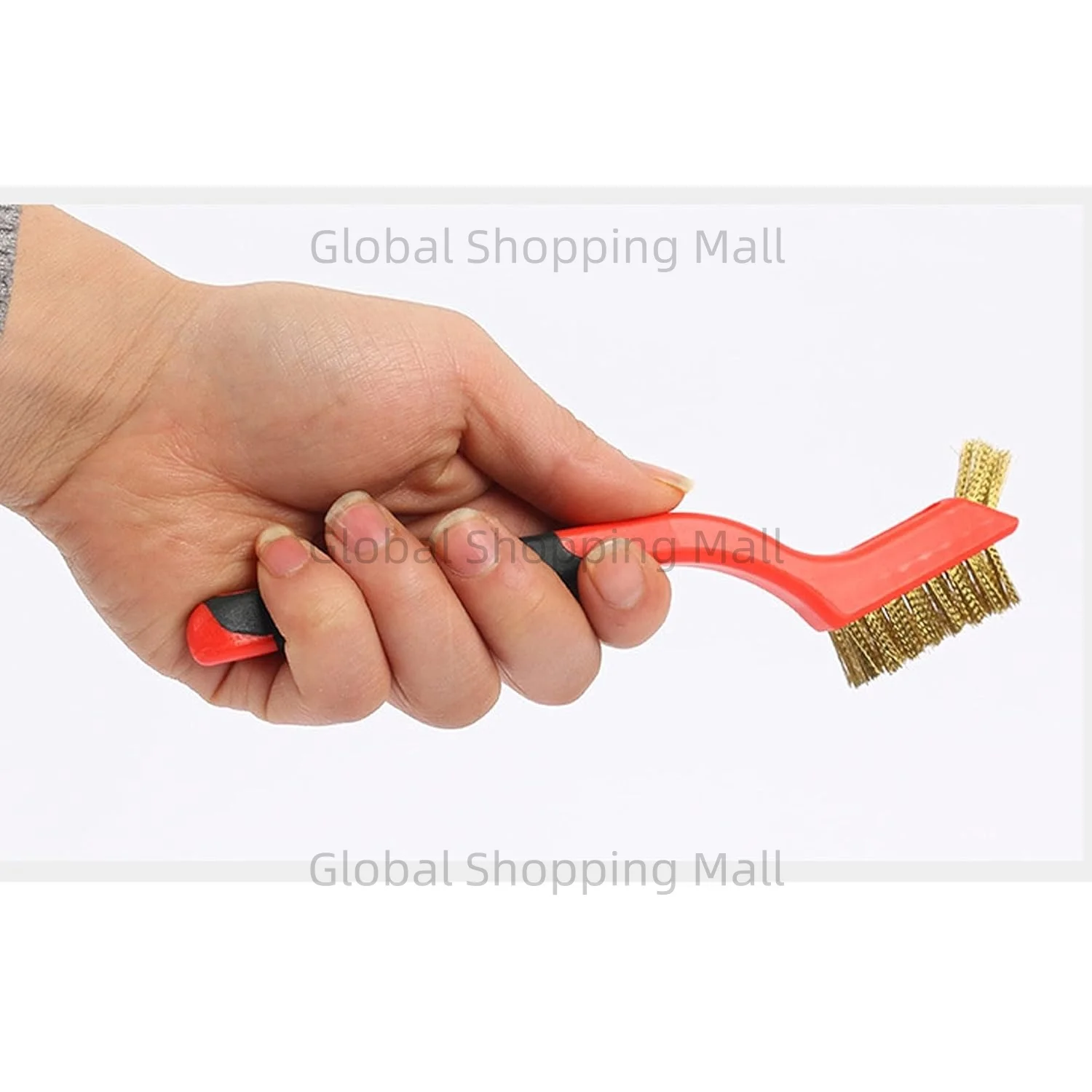 Wire Brush Set for Cleaning Rust Removal in Holes 3PC Brass/Stainless Steel/Nylon Small Metal Wire Brush with Curved Handle Grip thumbnail 4