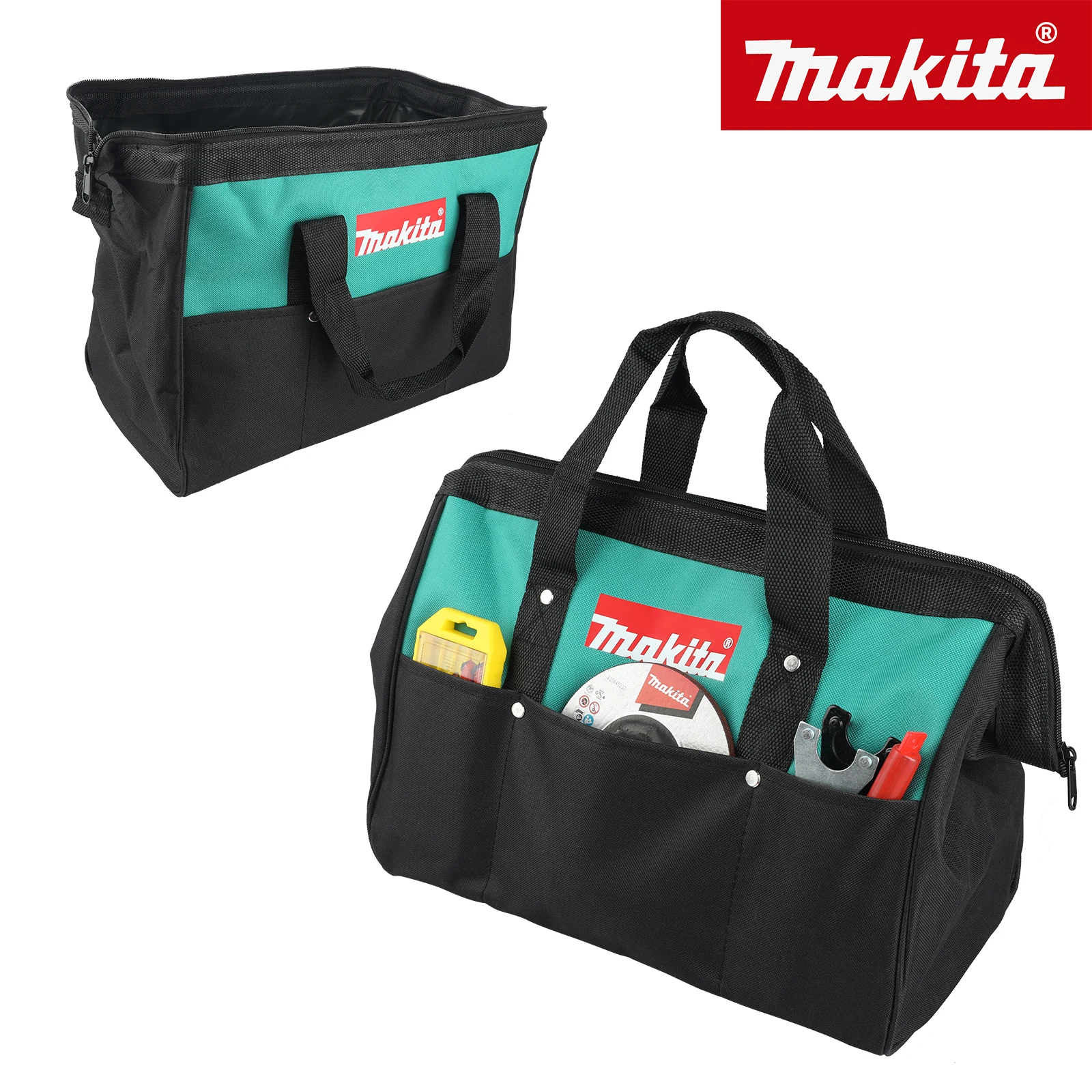 Makita 14.57inch Hand ToolBag Double Layer Oxford Cloth Steel Wire Around Mouth Electrician-Bag Waterproof Anti-Fall Storage Bag thumbnail 2