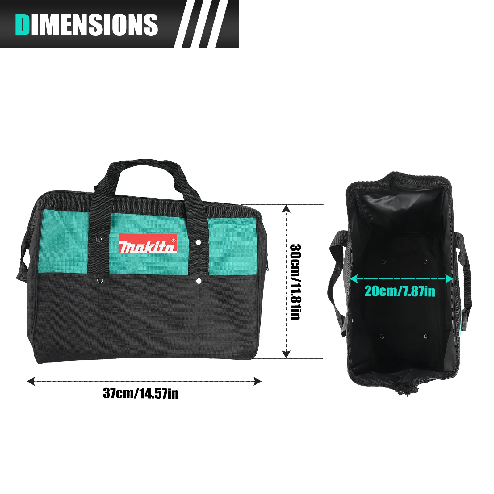 Makita 14.57inch Hand ToolBag Double Layer Oxford Cloth Steel Wire Around Mouth Electrician-Bag Waterproof Anti-Fall Storage Bag thumbnail 4