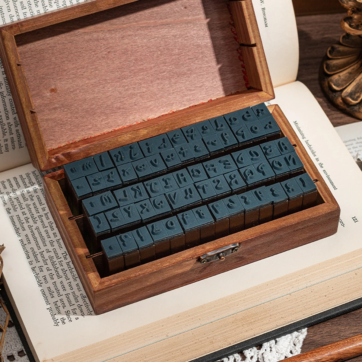 70pcs/box, alphanumeric wooden stamp set, suitable for envelopes, notebooks and manuals, exquisite fashion decoration supplies thumbnail 4