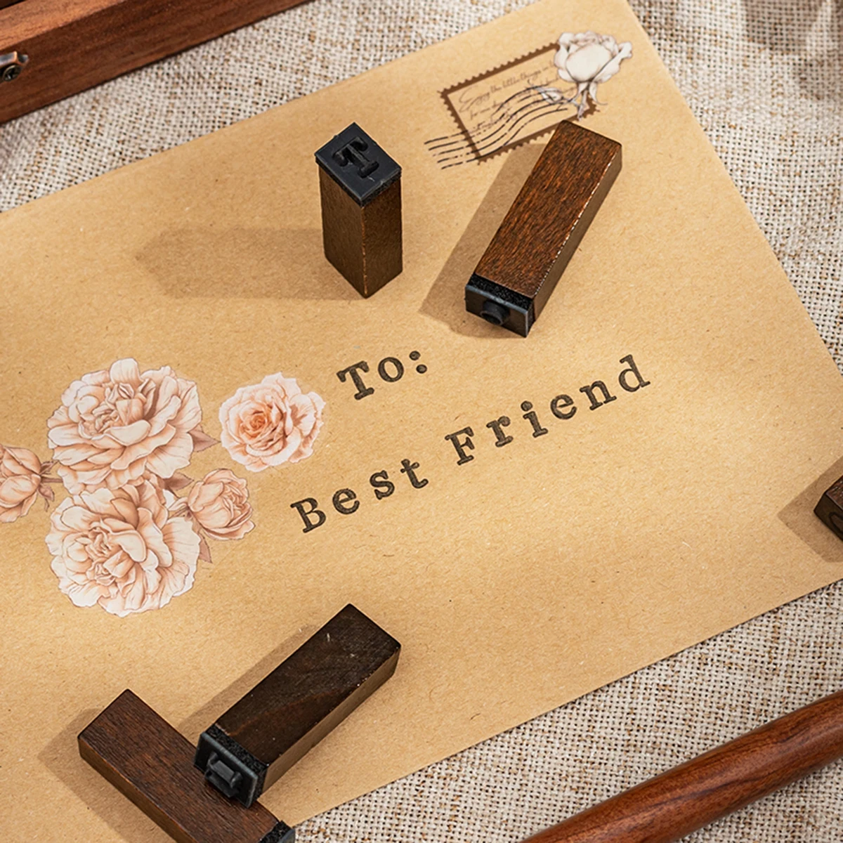 70pcs/box, alphanumeric wooden stamp set, suitable for envelopes, notebooks and manuals, exquisite fashion decoration supplies thumbnail 6