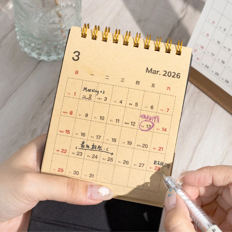 Journal GO Portable Simplified Standing Calendar 2026 Page Flip Desktop Ornament Check-in Planner Calendar School Office Supply thumbnail 3