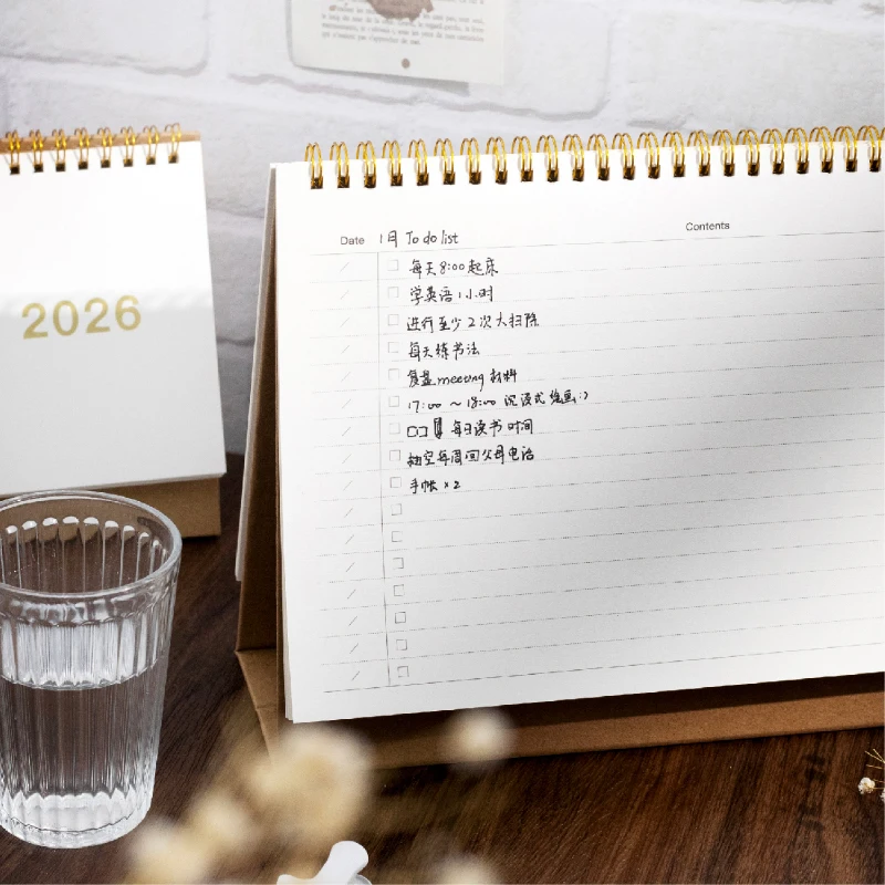 Journal GO Portable Simplified Standing Calendar 2026 Page Flip Desktop Ornament Check-in Planner Calendar School Office Supply thumbnail 4