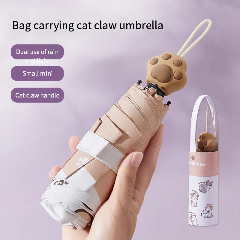 UV umbrella sunshade cute pet cat claw handle cartoon creative folding 50% fold umbrella