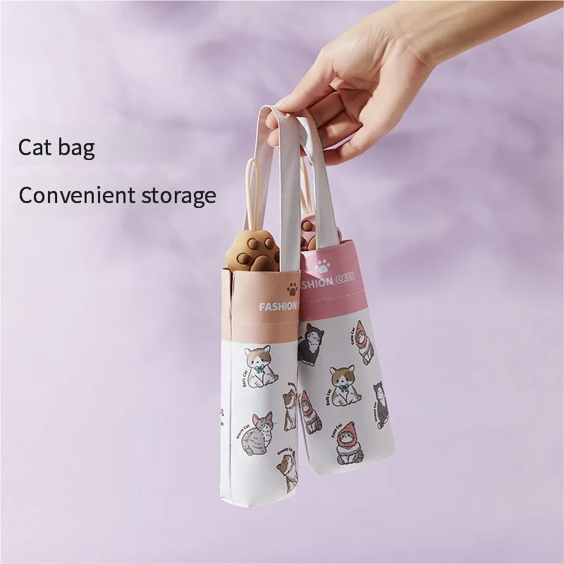 UV umbrella sunshade cute pet cat claw handle cartoon creative folding 50% fold umbrella thumbnail 4
