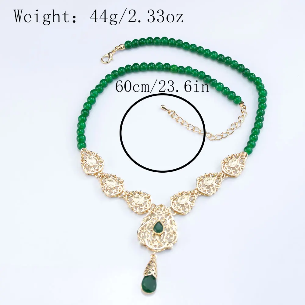 Fashion Middle Eastern Moroccan Traditional Necklace Handmade Bead Chain Water Drop Pendant Ethnic Wedding Jewelry thumbnail 6