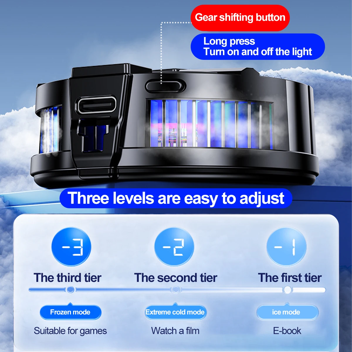 ANKNDO Portable Mobile Phone RGB Cooling Fan Phone Radiator with Temperature Display for Mobile Gaming,Tiktok Live Streaming thumbnail 5