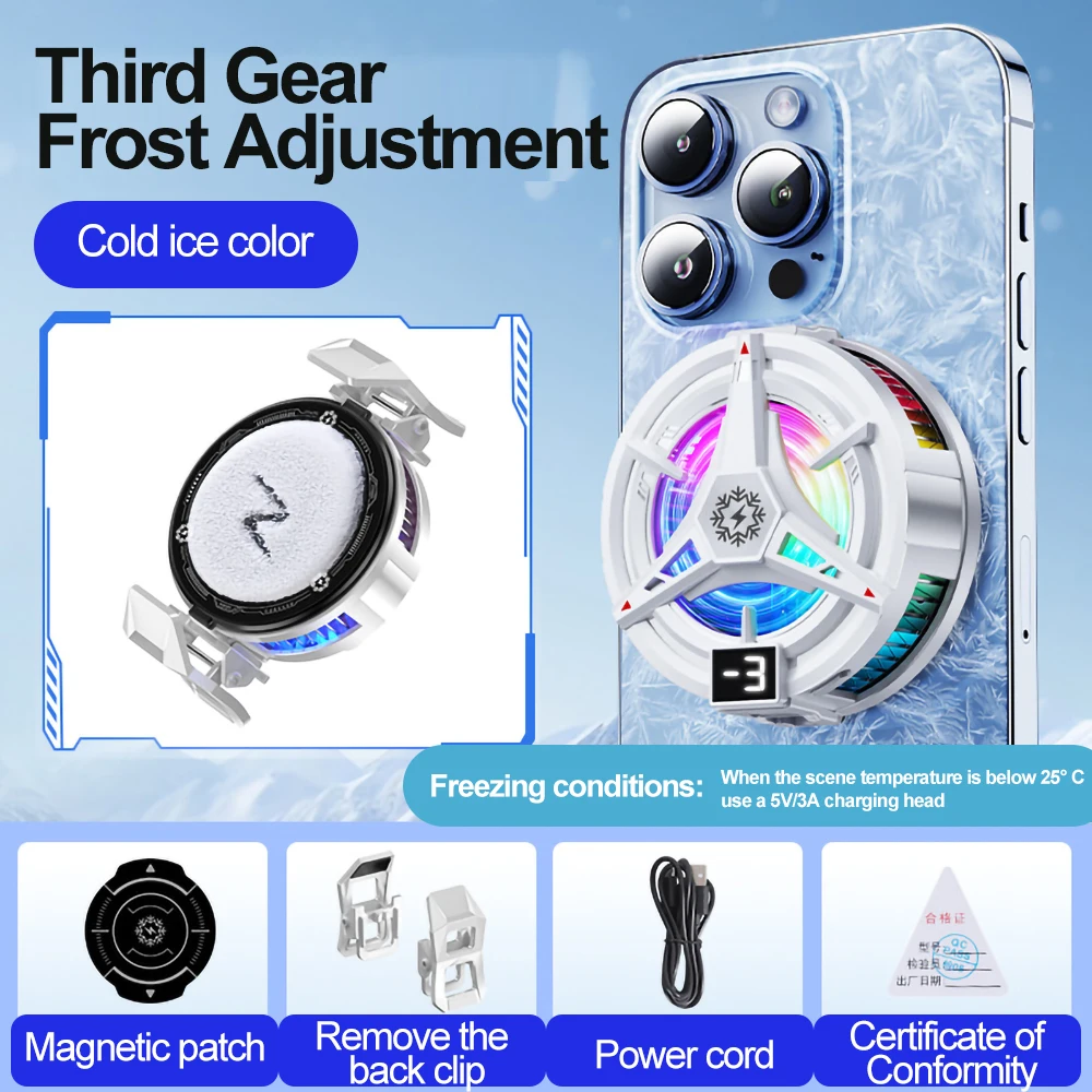 ANKNDO Portable Mobile Phone RGB Cooling Fan Phone Radiator with Temperature Display for Mobile Gaming,Tiktok Live Streaming thumbnail 2