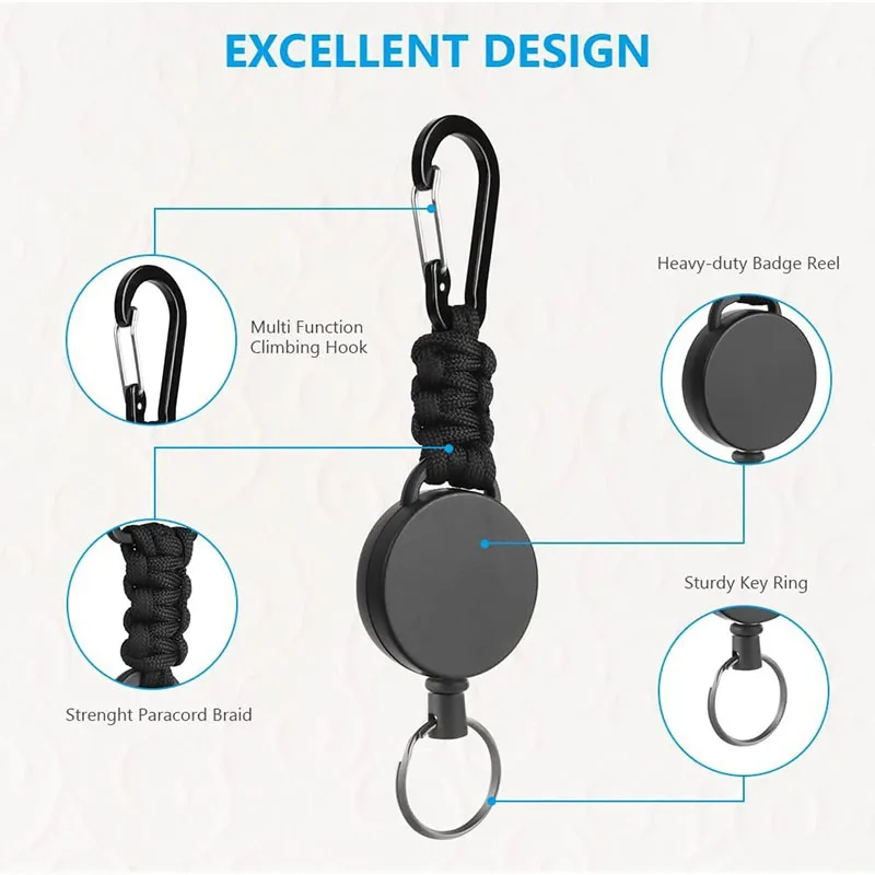 New 1/3/5PCS Retractable Keychain Anti-Theft Carabiner Hook Badge Reel Outdoor Portable Key Chain Key Holder Accessories YSL38 thumbnail 2