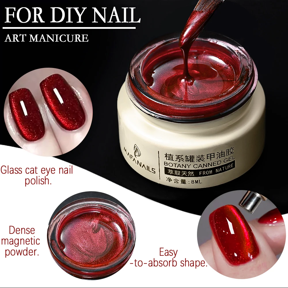 8ml Ruby Red Cat Eye Gel Nail Polish Sparkling Magnetic Semi Permanent Soak Off LED/UV Gel for Christmas Party Manicure Varnish thumbnail 3