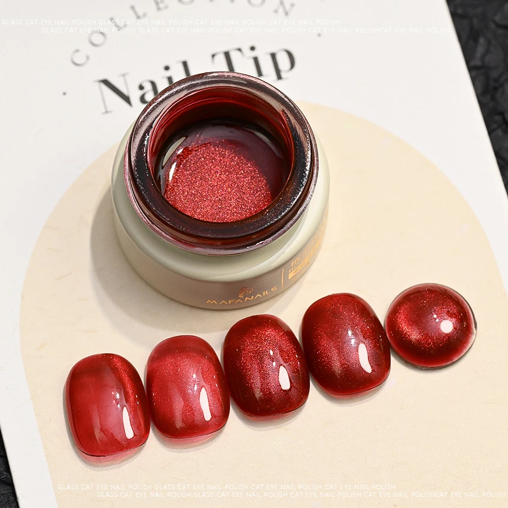 8ml Ruby Red Cat Eye Gel Nail Polish Sparkling Magnetic Semi Permanent Soak Off LED/UV Gel for Christmas Party Manicure Varnish thumbnail 5