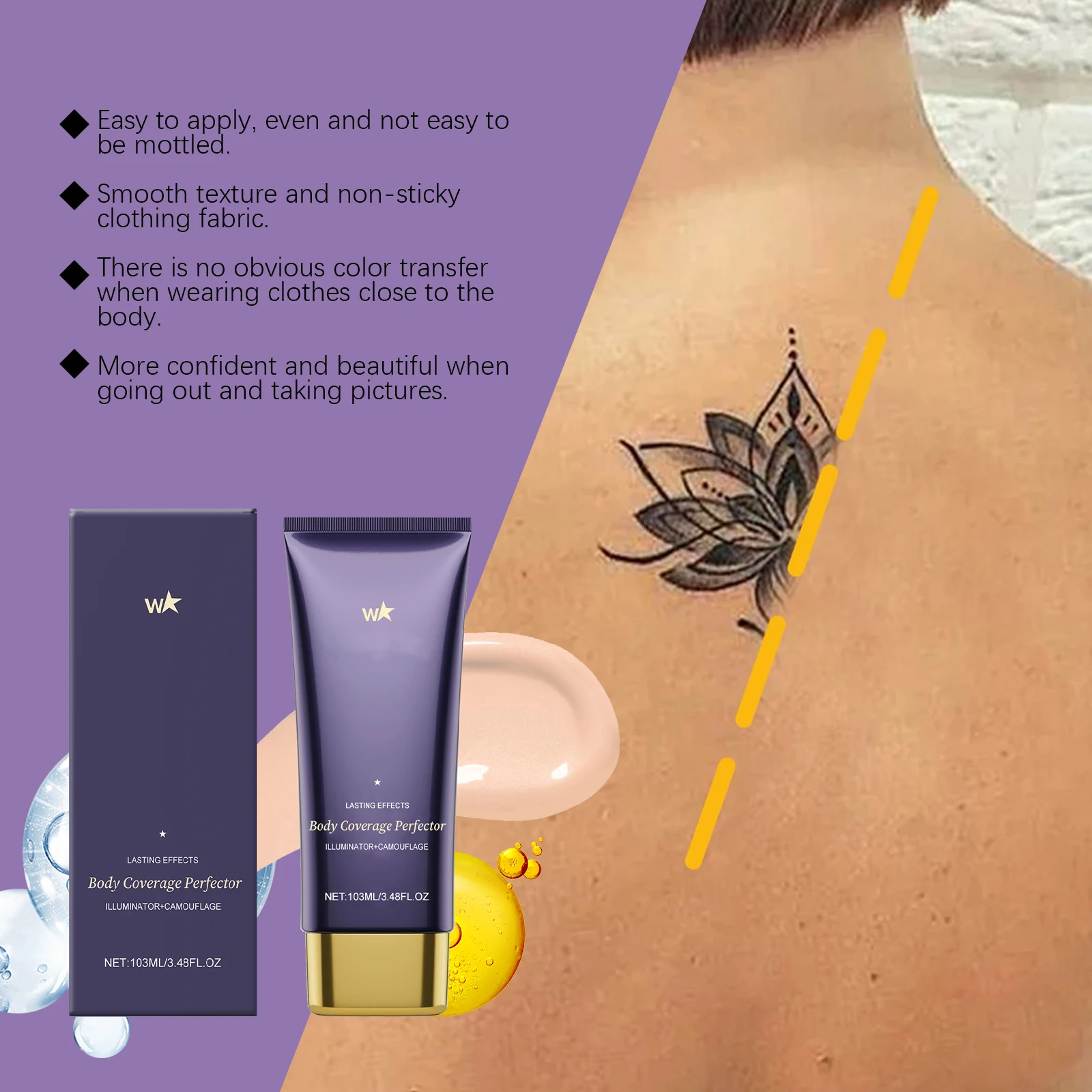 Tattoo Cover Concealer Long Lasting Waterproof Matte Scar Cover Makeup Products Body Concealer Full Coverage Foundation 103ml thumbnail 6
