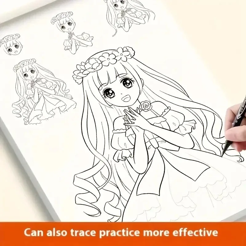 Anime Character Line Art Drawing Book for Beginners - 48 Pages of Simple Hand-Drawn Outlines for Tracing & Practice Painting thumbnail 3