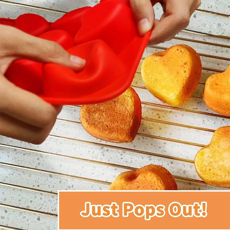 12-Cavity Silicone Cake Mold Heart-Shaped Non-Stick Baking Mold for Brownies Food-Grade Microwave Safe Cupcake Making Tool thumbnail 5