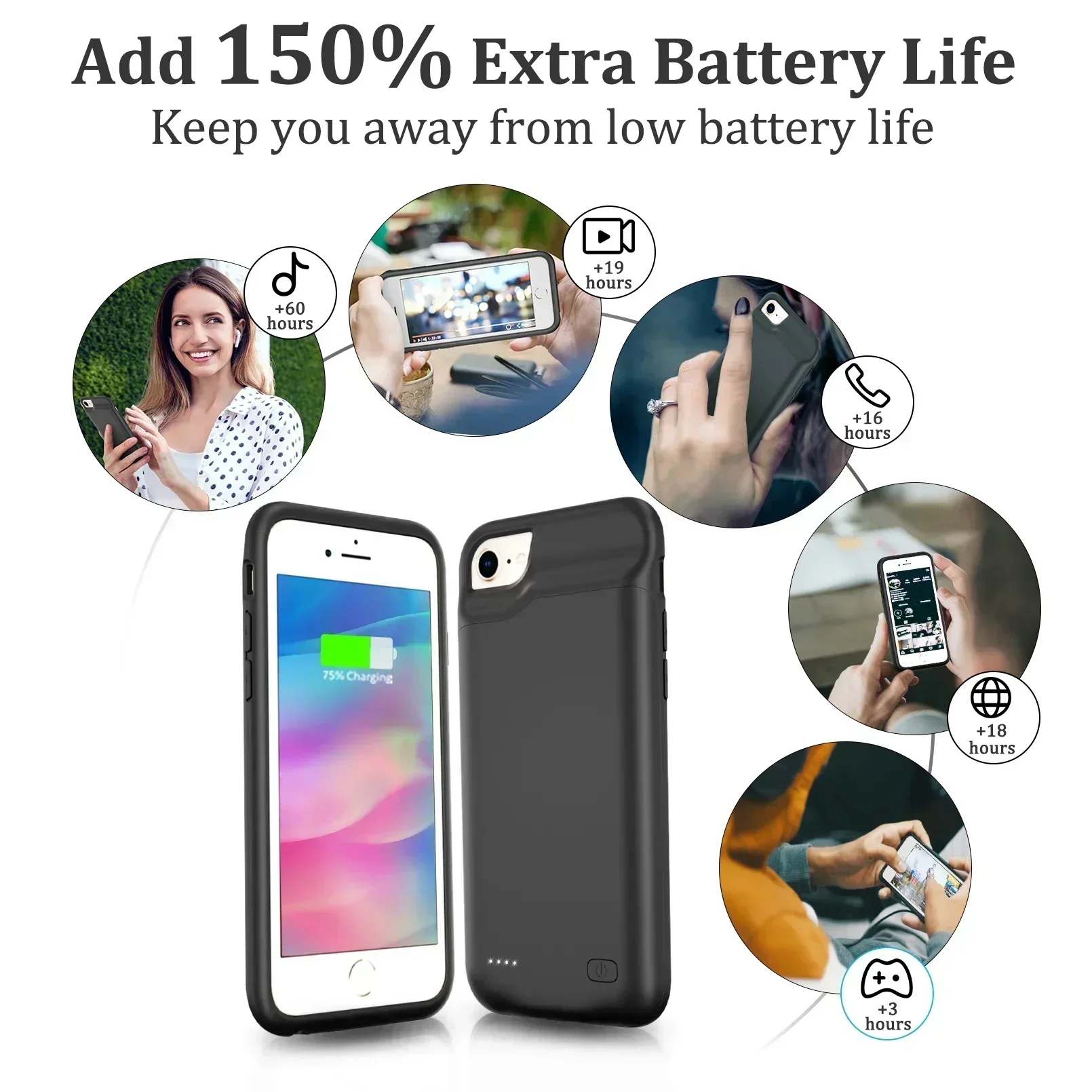 10000Mah Phone Cover 4.7 Inch For IPhone 6 6S 7 8 SE 2020 2022 2023 Battery Charger Case Power Bank For IPhone 6 Battery Cases thumbnail 5