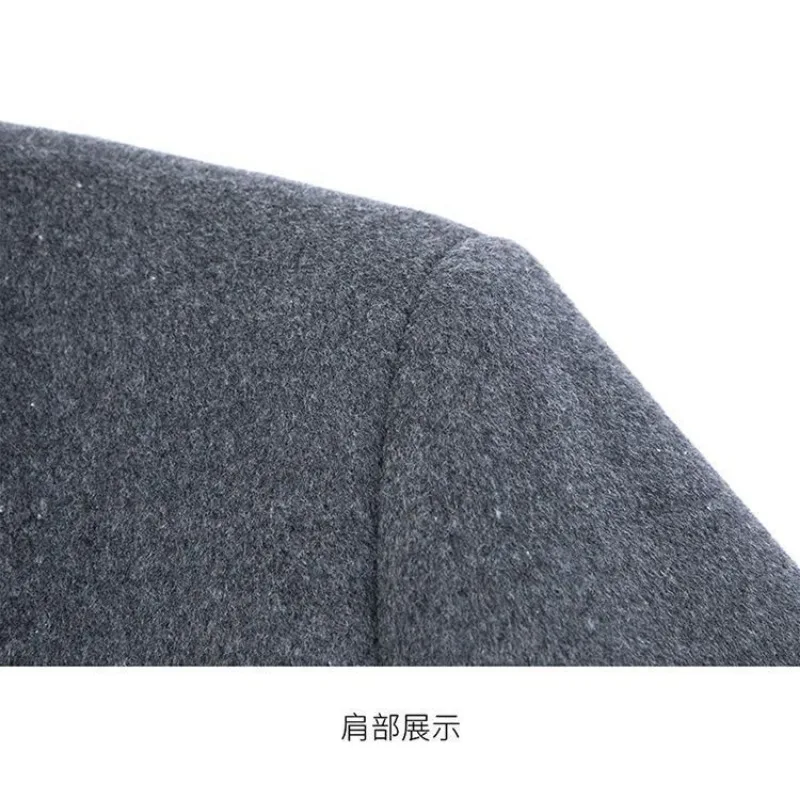 Men's Mid-length Double-sided Tweed Windbreaker Autumn and Winter Lapel Wool Coat thumbnail 5