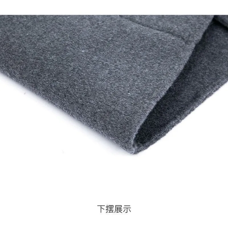 Men's Mid-length Double-sided Tweed Windbreaker Autumn and Winter Lapel Wool Coat thumbnail 6
