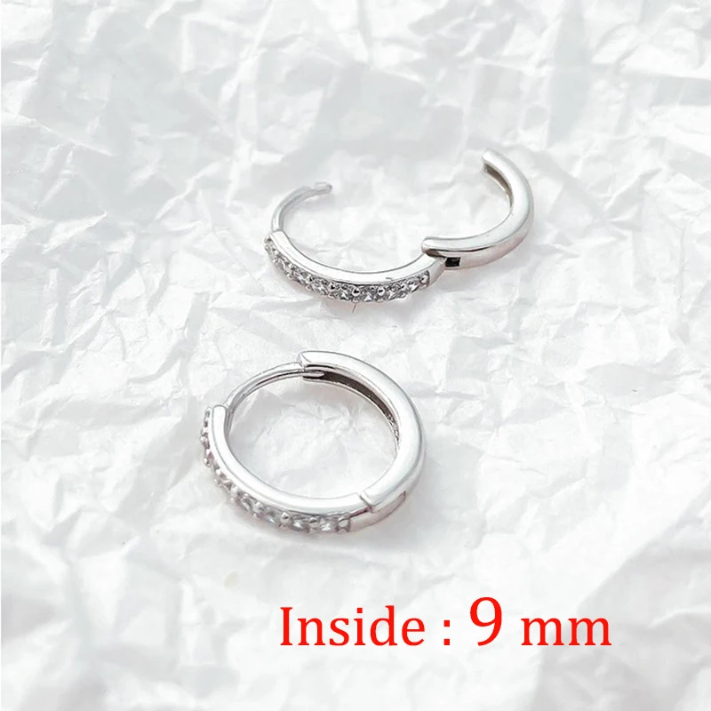 2PCS Stainless Steel Minimal Crystal Zirconia Hoop Earrings Gold Silver Color Small Huggie Cartilage Earring Piercing Jewelry thumbnail 5