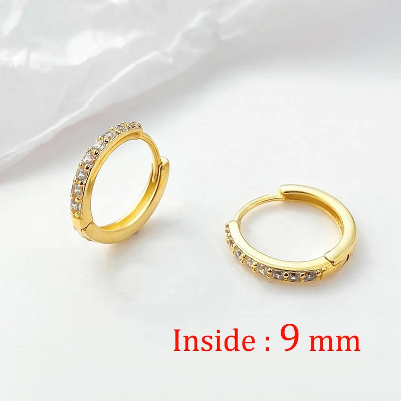 2PCS Stainless Steel Minimal Crystal Zirconia Hoop Earrings Gold Silver Color Small Huggie Cartilage Earring Piercing Jewelry thumbnail 6