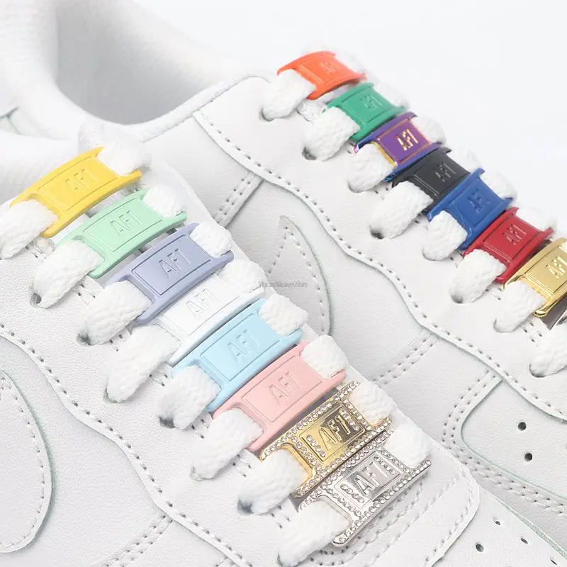 Shoelace Charms for AF1 Sneakers Replacement Metal Lace Tag and White Shoe Laces Adult Teen Personalized Decoration Buckle Kit thumbnail 4