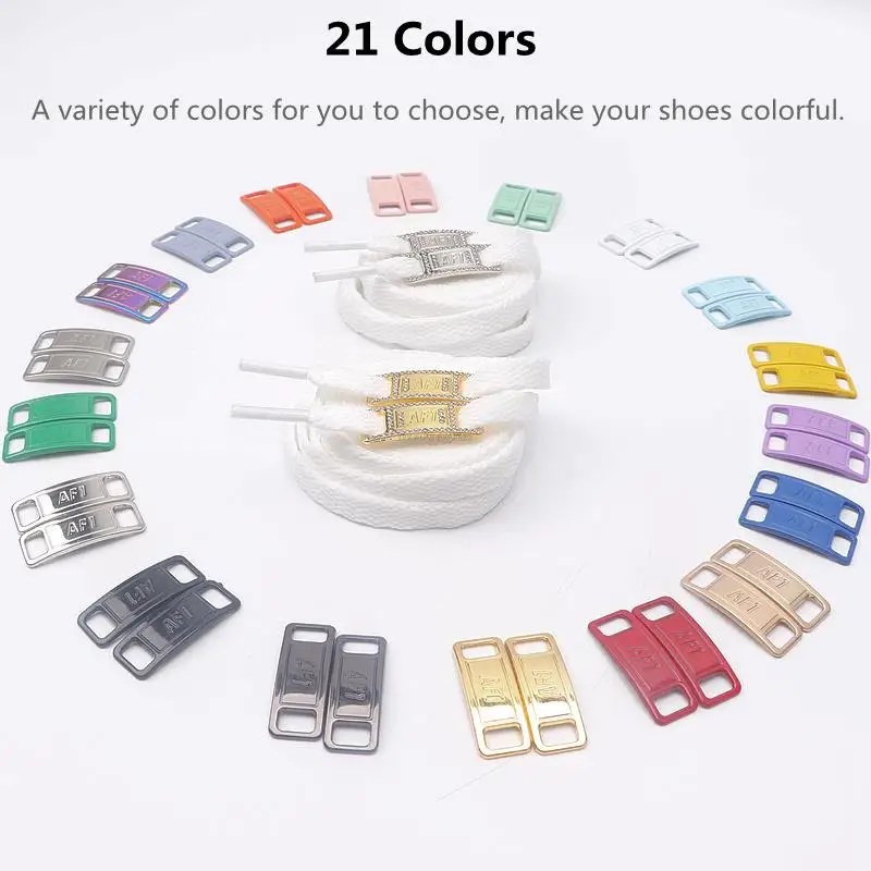 Shoelace Charms for AF1 Sneakers Replacement Metal Lace Tag and White Shoe Laces Adult Teen Personalized Decoration Buckle Kit thumbnail 3