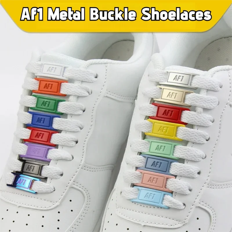 Shoelace Charms for AF1 Sneakers Replacement Metal Lace Tag and White Shoe Laces Adult Teen Personalized Decoration Buckle Kit