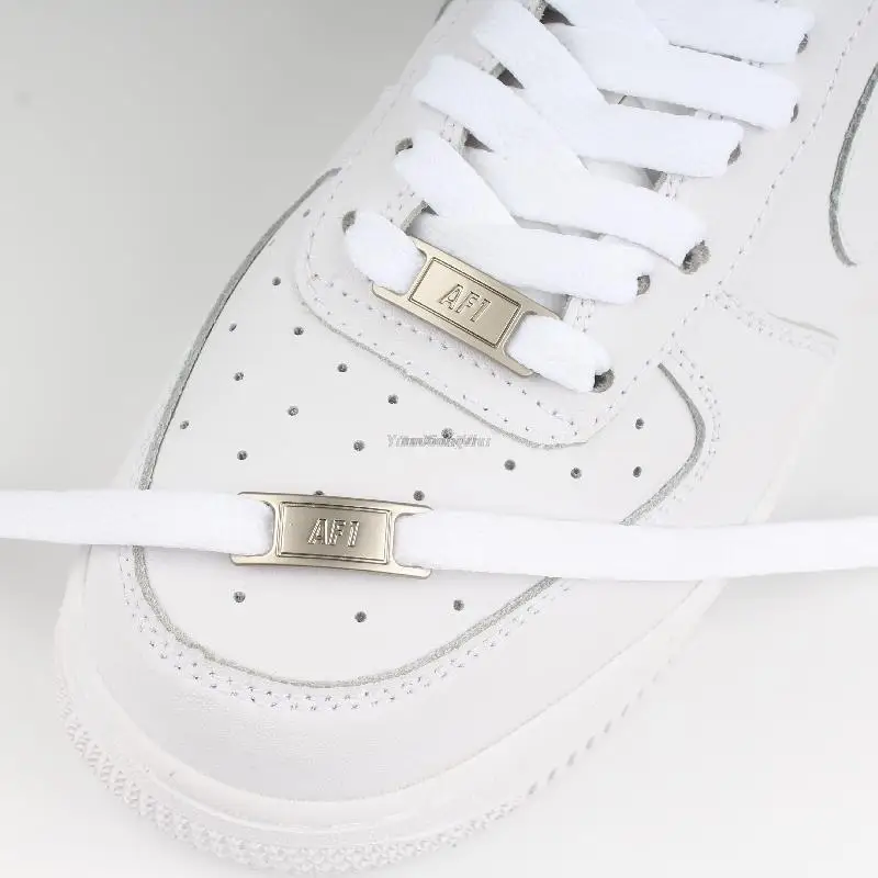 Shoelace Charms for AF1 Sneakers Replacement Metal Lace Tag and White Shoe Laces Adult Teen Personalized Decoration Buckle Kit thumbnail 2