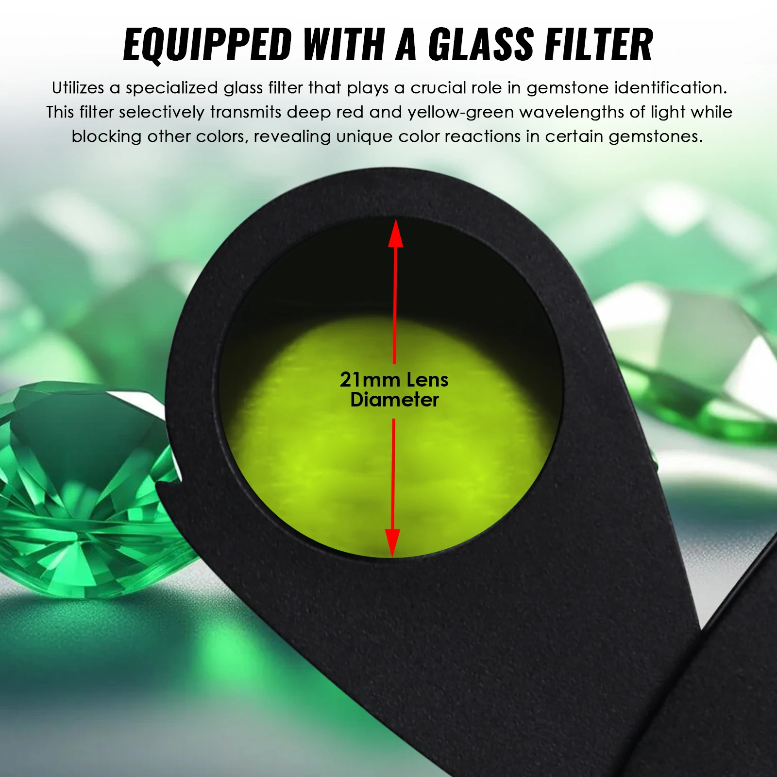 New Black Chelsea Filter 21mm Lens Diameter Mini Gemstone Tool with Glass Filter Foldable Design Heavy Duty thumbnail 3