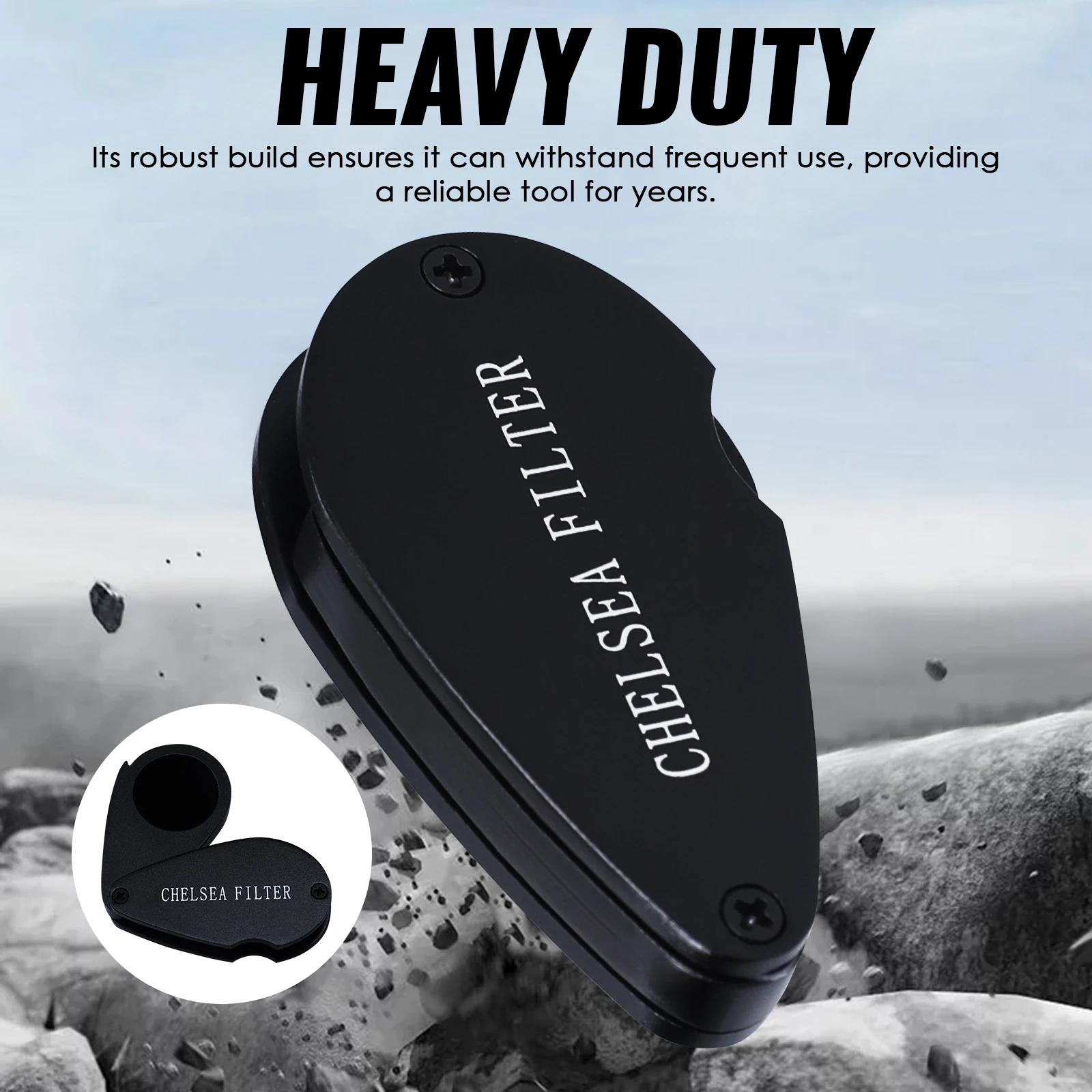 New Black Chelsea Filter 21mm Lens Diameter Mini Gemstone Tool with Glass Filter Foldable Design Heavy Duty thumbnail 6