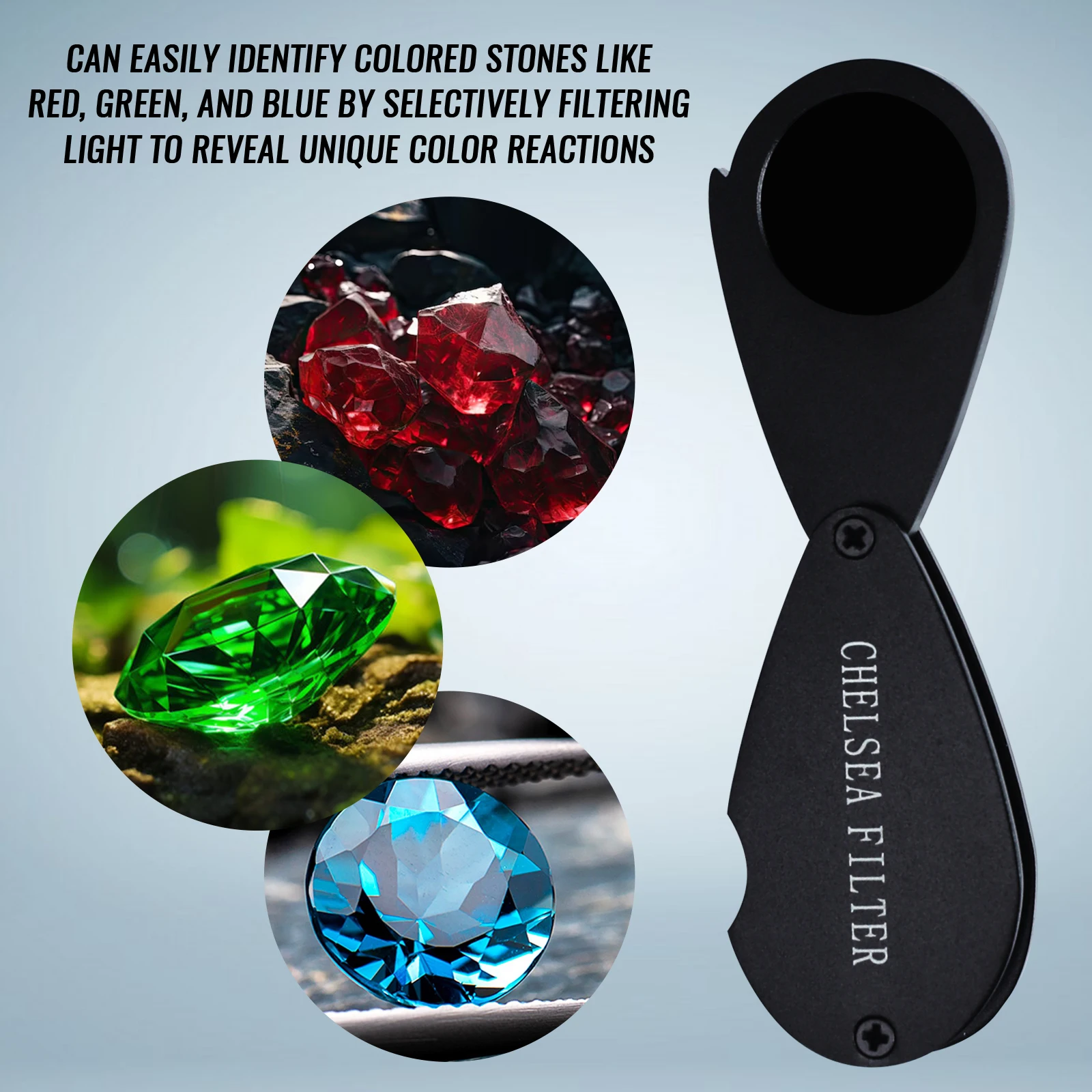 New Black Chelsea Filter 21mm Lens Diameter Mini Gemstone Tool with Glass Filter Foldable Design Heavy Duty thumbnail 4