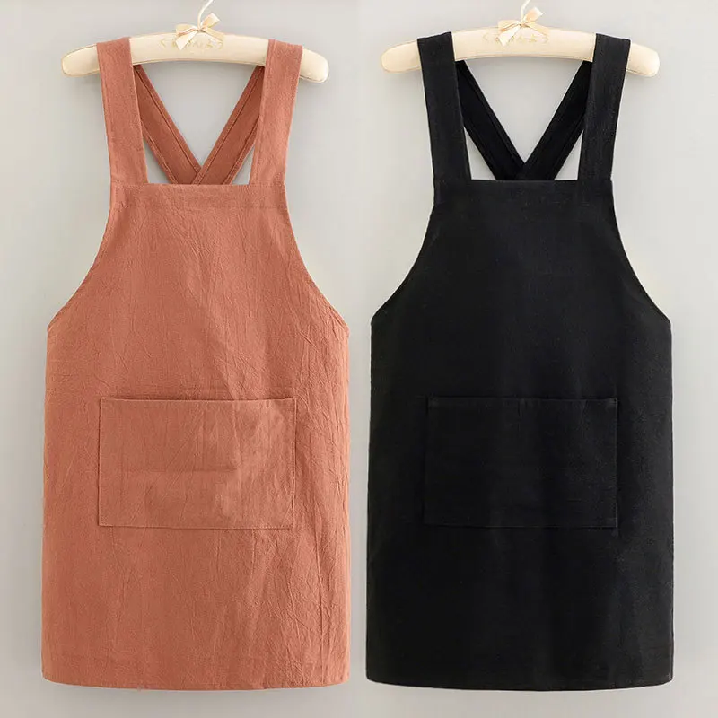 Cotton Cooking Apron Breathable Kitchen Housework Household New Style Fashion Catering Soft Protective Cover thumbnail 3