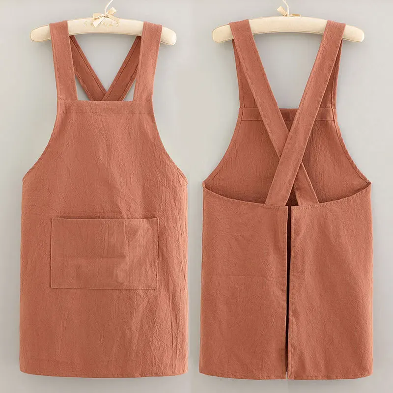 Cotton Cooking Apron Breathable Kitchen Housework Household New Style Fashion Catering Soft Protective Cover