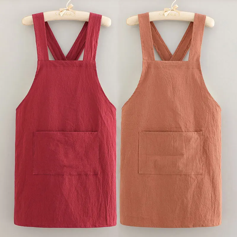 Cotton Cooking Apron Breathable Kitchen Housework Household New Style Fashion Catering Soft Protective Cover thumbnail 4