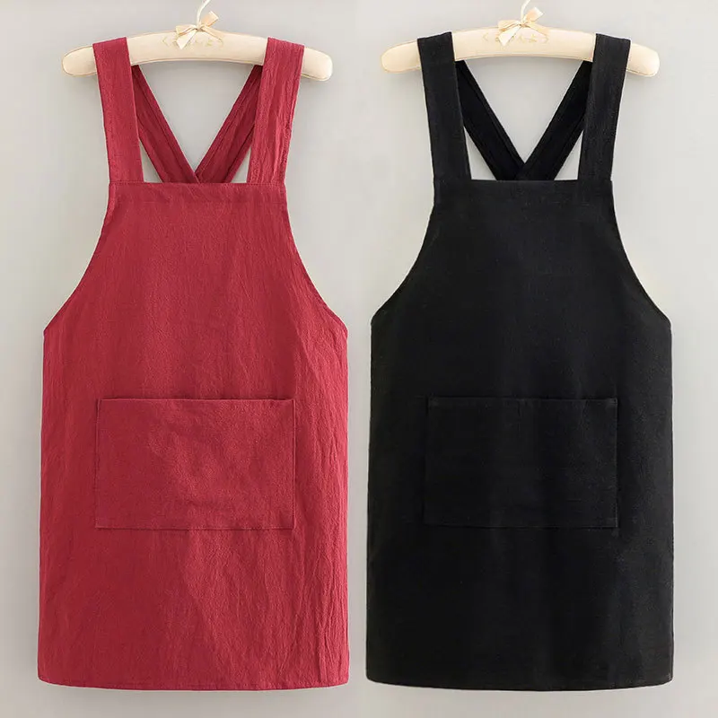 Cotton Cooking Apron Breathable Kitchen Housework Household New Style Fashion Catering Soft Protective Cover thumbnail 2