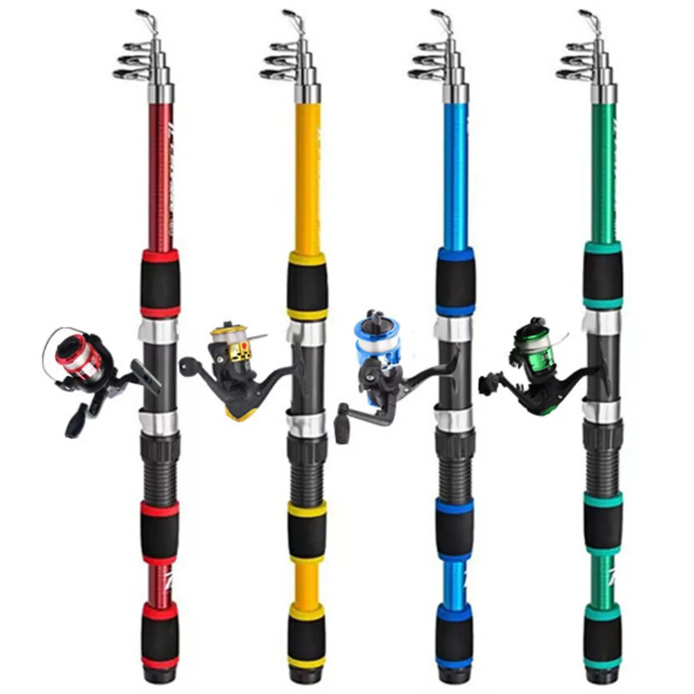Fishing Pole Set Full Kits Telescopic Fishing Rod Reel For Combo Full Kit Rod Pole Spinn Reel Gear Set Carpfishing Accessories thumbnail 2