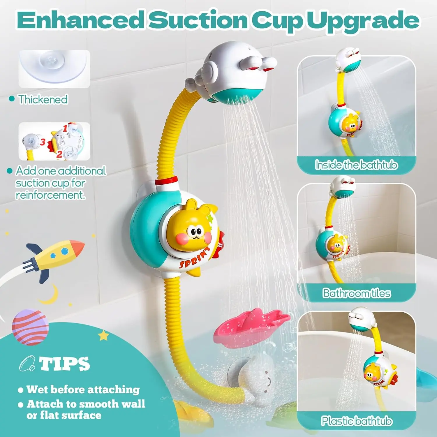 Baby Bath Shower Head Toys for Toddler Bath Toys for Infants Kids Swimming Pool Toys Bathtub Toys for Boys Girls thumbnail 4