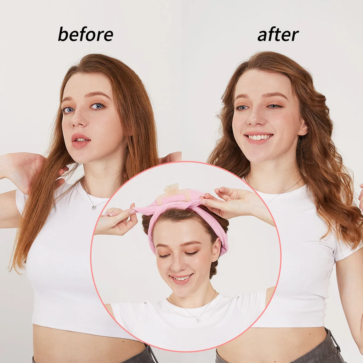 Heatless Curling Rod Headband No Heat Hair Curlers Ribbon Lazy Hair Rollers Silk Curls Sleeping Soft Headband Hair Styling Tools thumbnail 4
