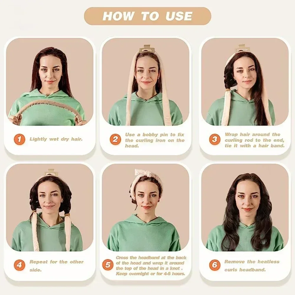 Heatless Curling Rod Headband No Heat Hair Curlers Ribbon Lazy Hair Rollers Silk Curls Sleeping Soft Headband Hair Styling Tools thumbnail 5