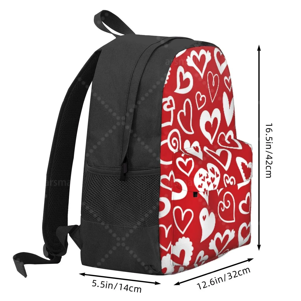 Heart Red Valentine Day Backpacks Lightweight School Bag Student Bookbag Unisex Laptop Daypacks for Travel Hiking Camping thumbnail 3