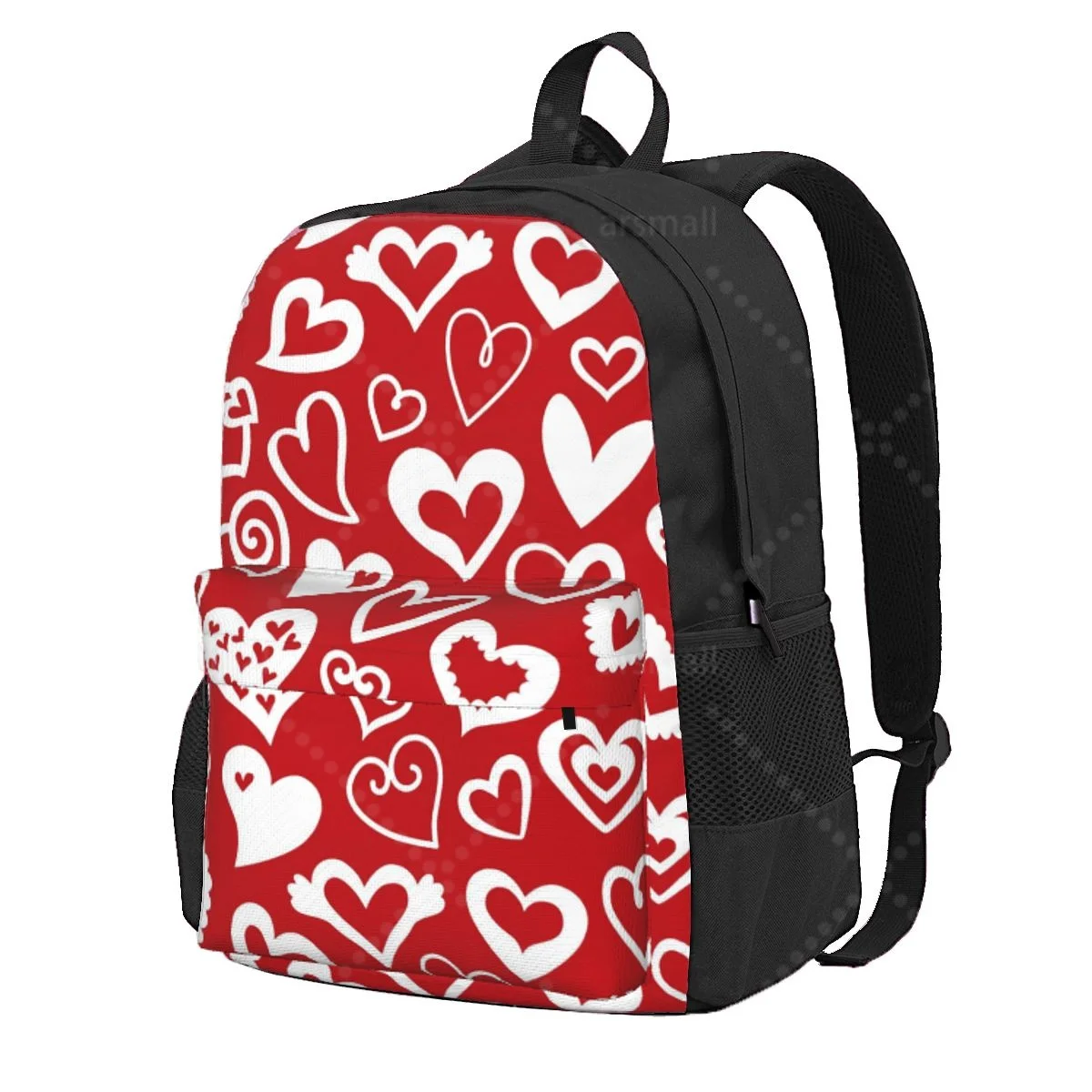 Heart Red Valentine Day Backpacks Lightweight School Bag Student Bookbag Unisex Laptop Daypacks for Travel Hiking Camping