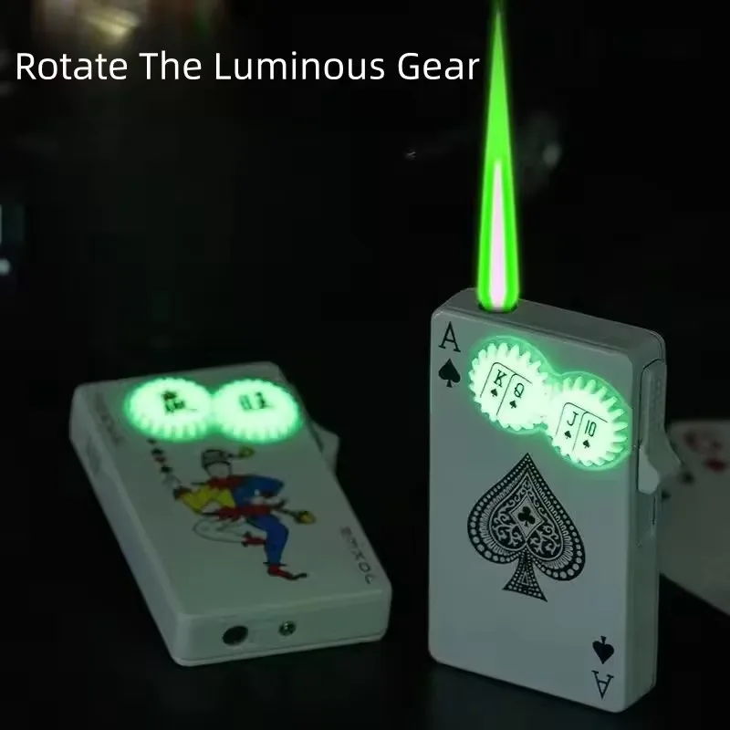 Creative Playing Cards Ace of Spades Lighter Butane Windproof Straight Metal Lighter Metal Fun Toy for Men Smoking Accessories thumbnail 6