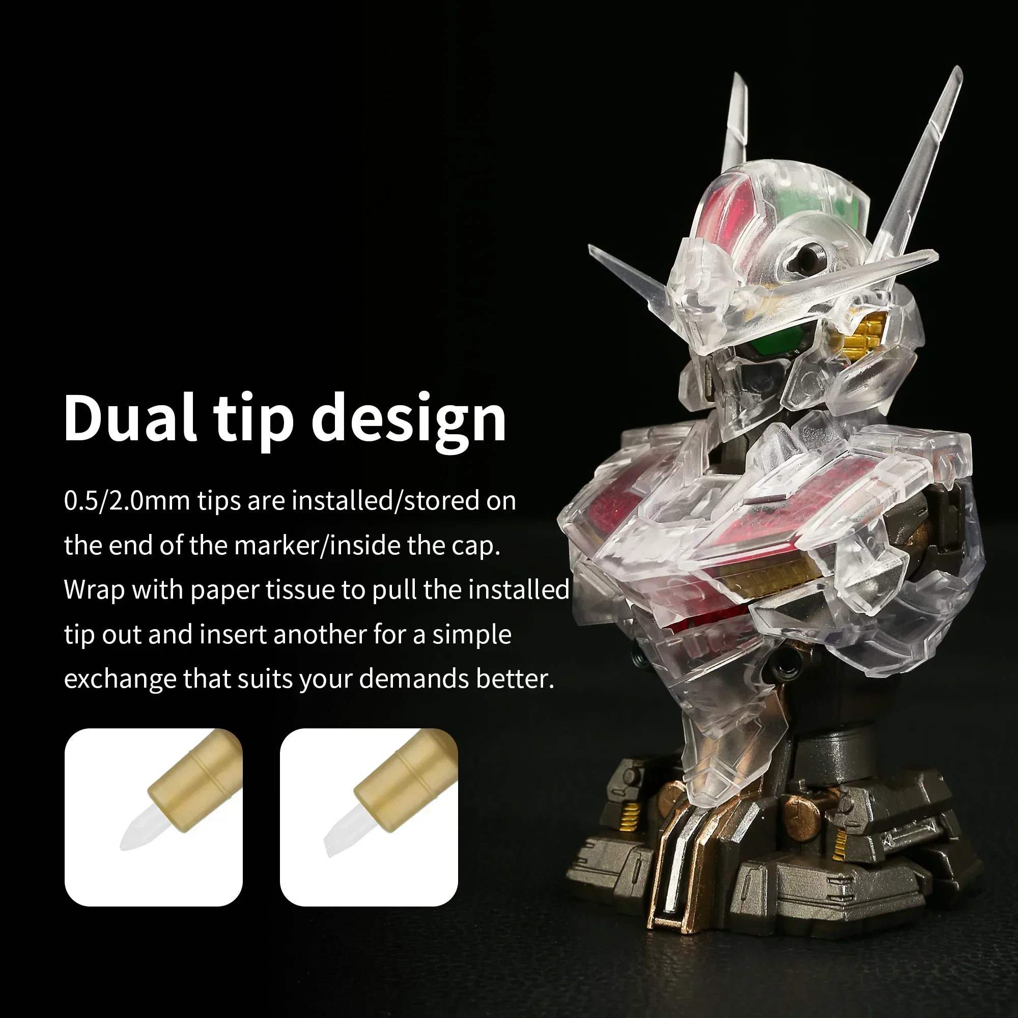 DSPIAE MKA 12 Colors Super Metallic Marker Brush Pen Water-based Soft Head paint for Gundam Mecha Model Making Hobby DIY Tool thumbnail 3