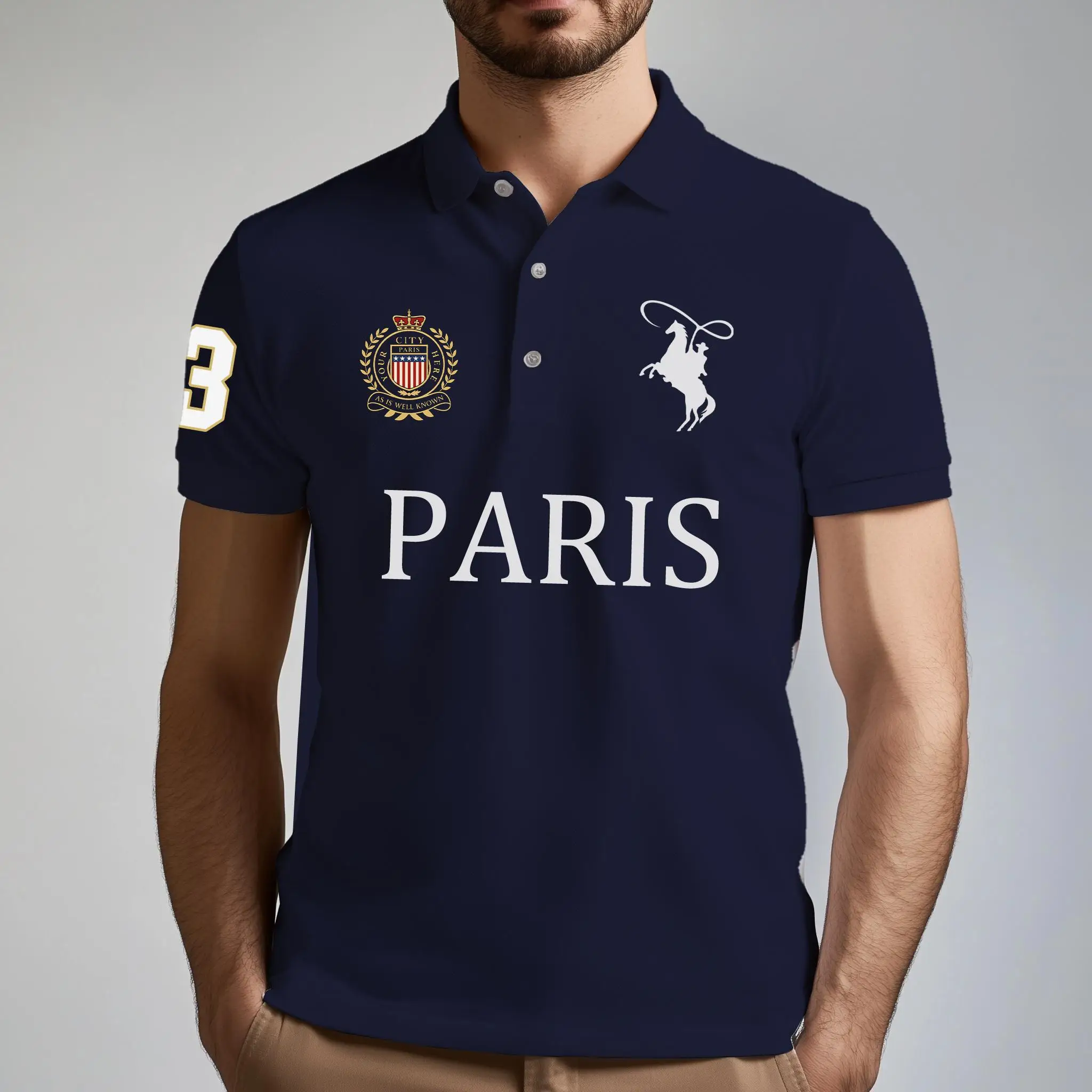 2025 Business Casual Men's Golf Polo Shirt Fashion Letter Print T-shirt Parisian Style Breathable Comfortable High-end Lapel Top