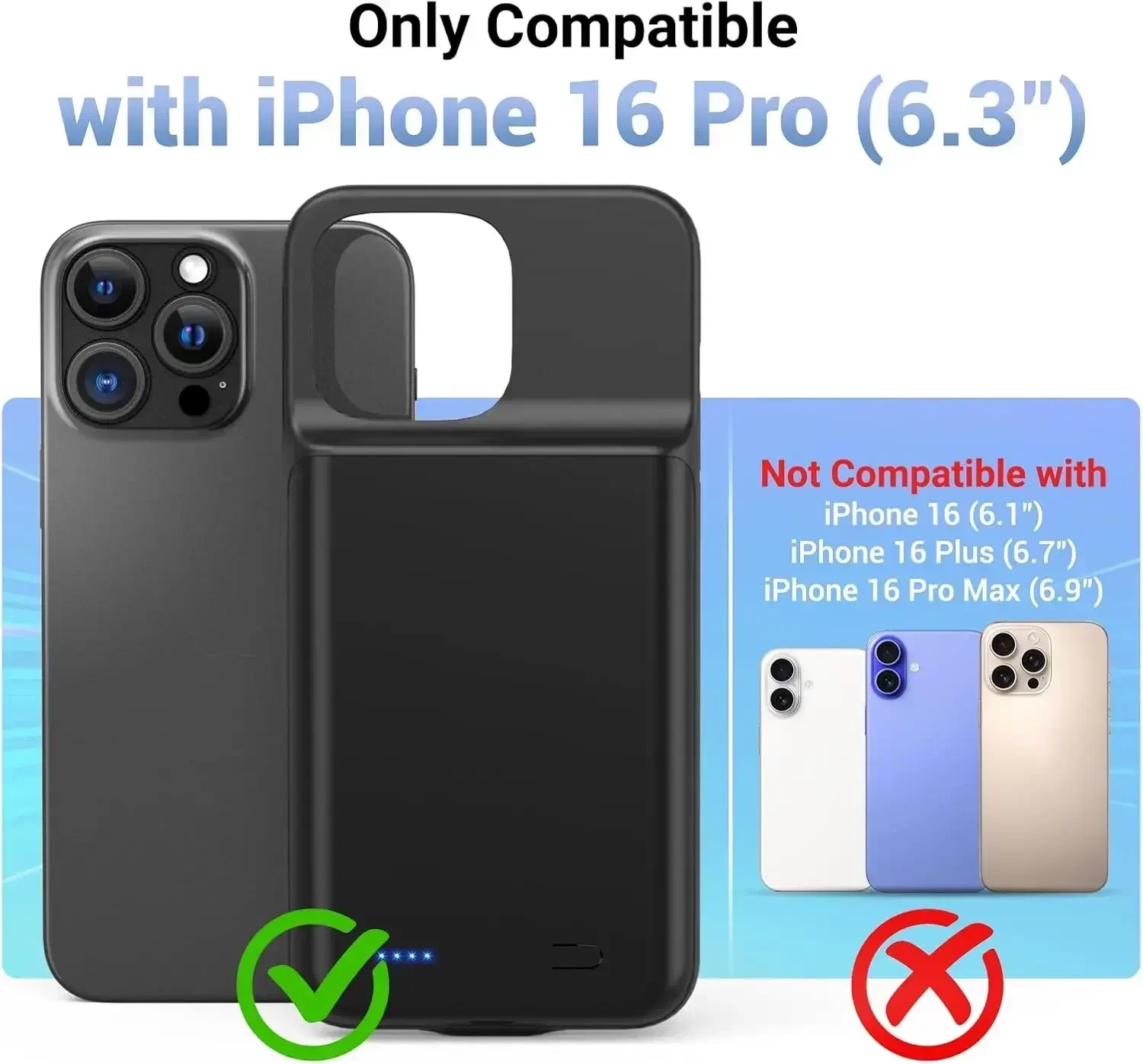 10000mah Battery Charger Case for IPhone 17 Pro Max 12 13 14 15 16 Pro Max 16E 16 Plus MINI 11 6 6S 7 8 Battery Power Bank Cover thumbnail 2