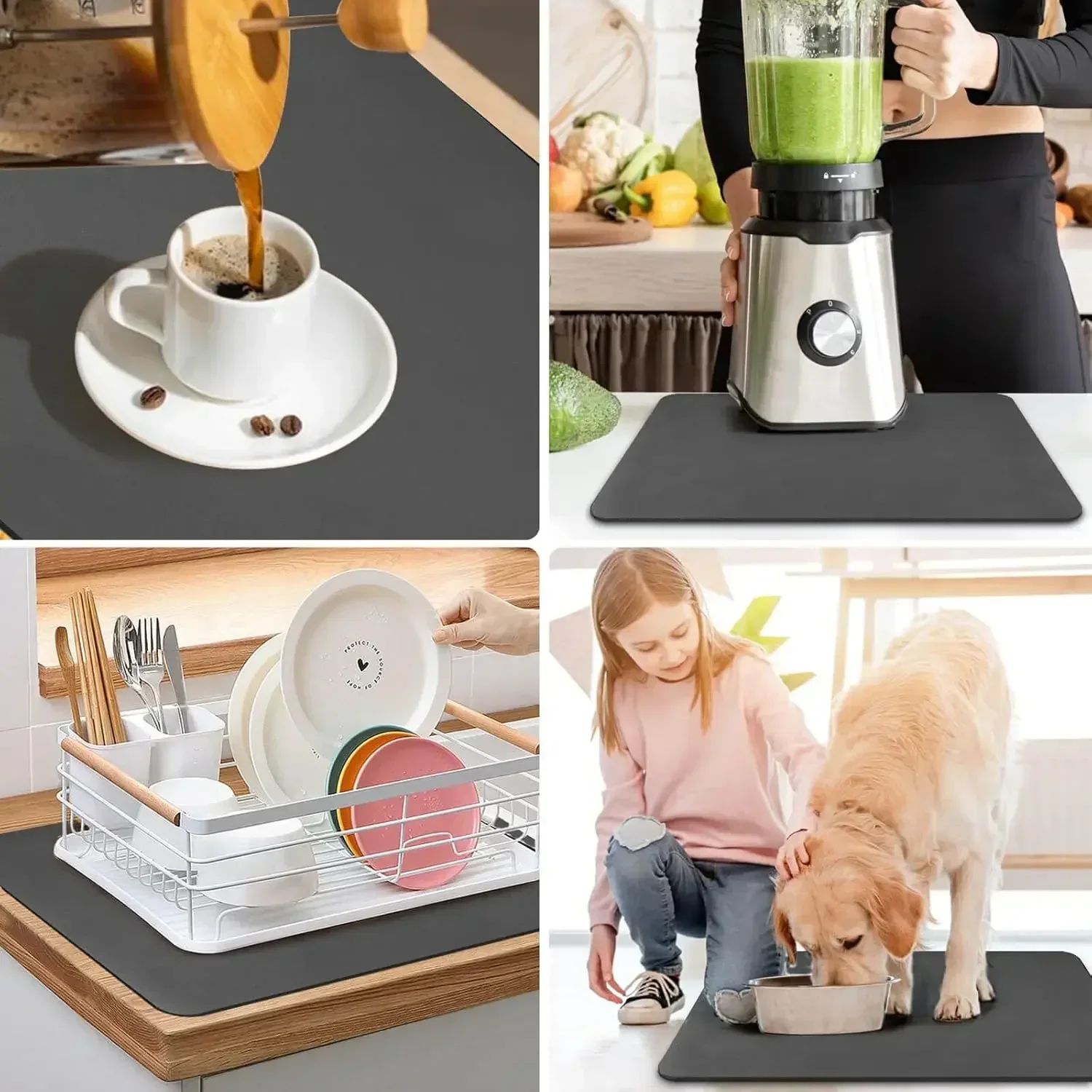 Kitchen Accessories Absorbent Kitchen Dish Drying Mat Coffee Machine Tableware Drain Mat Kitchen Drain Pad Tableware Mat Coaster thumbnail 6